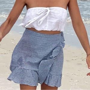 ArkiTaip Sharon Linen Wrap Skirt – Gingham Blue – Artisan Summer – Size S